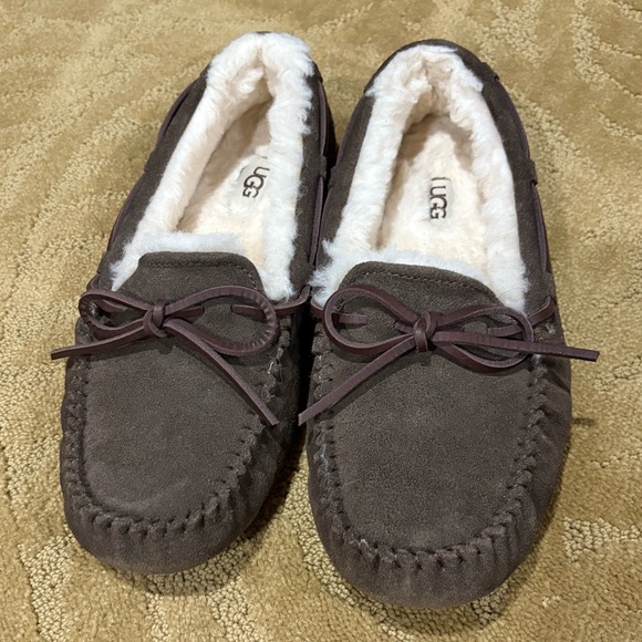 UGG Chocolate Suede Moccasin Slippers - Picture 1 of 4